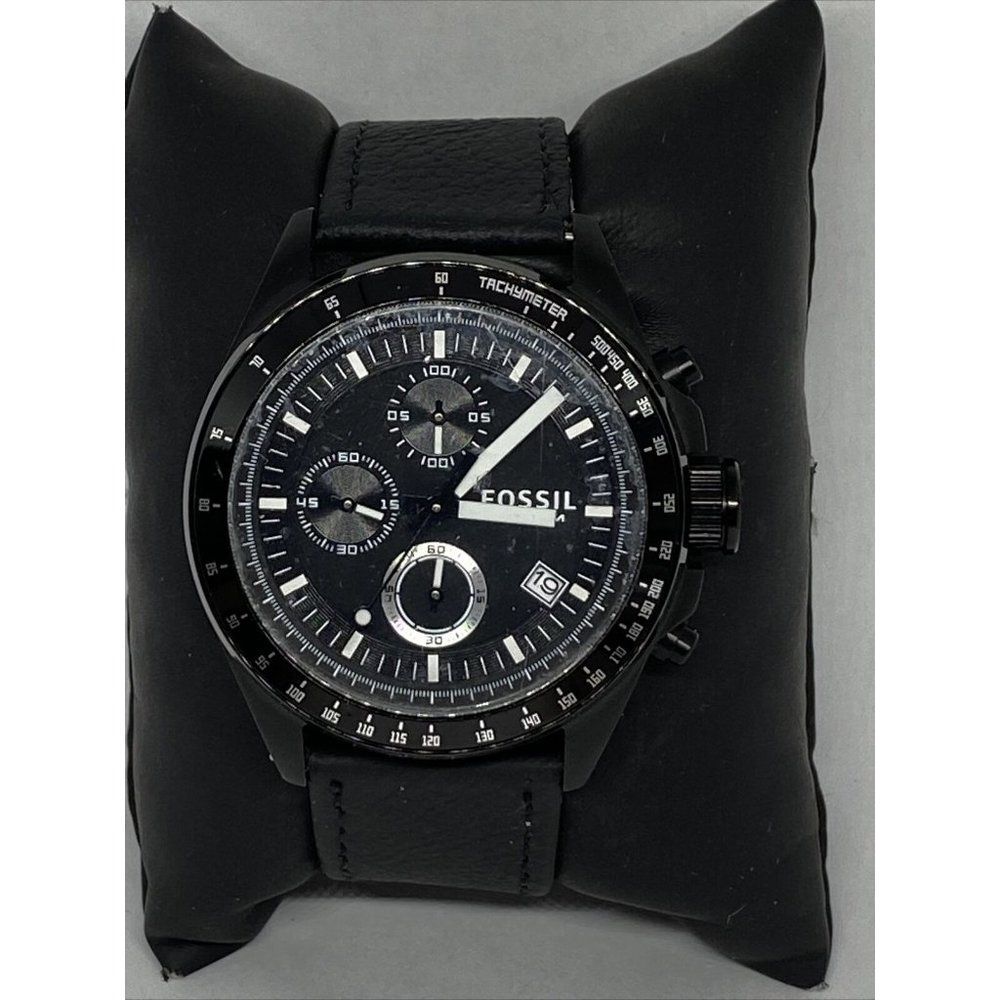 Fossil CH2601 Men's Black Leather Analog Black Dia